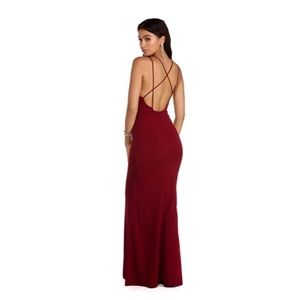 Never Worn - long formal burgundy dress.